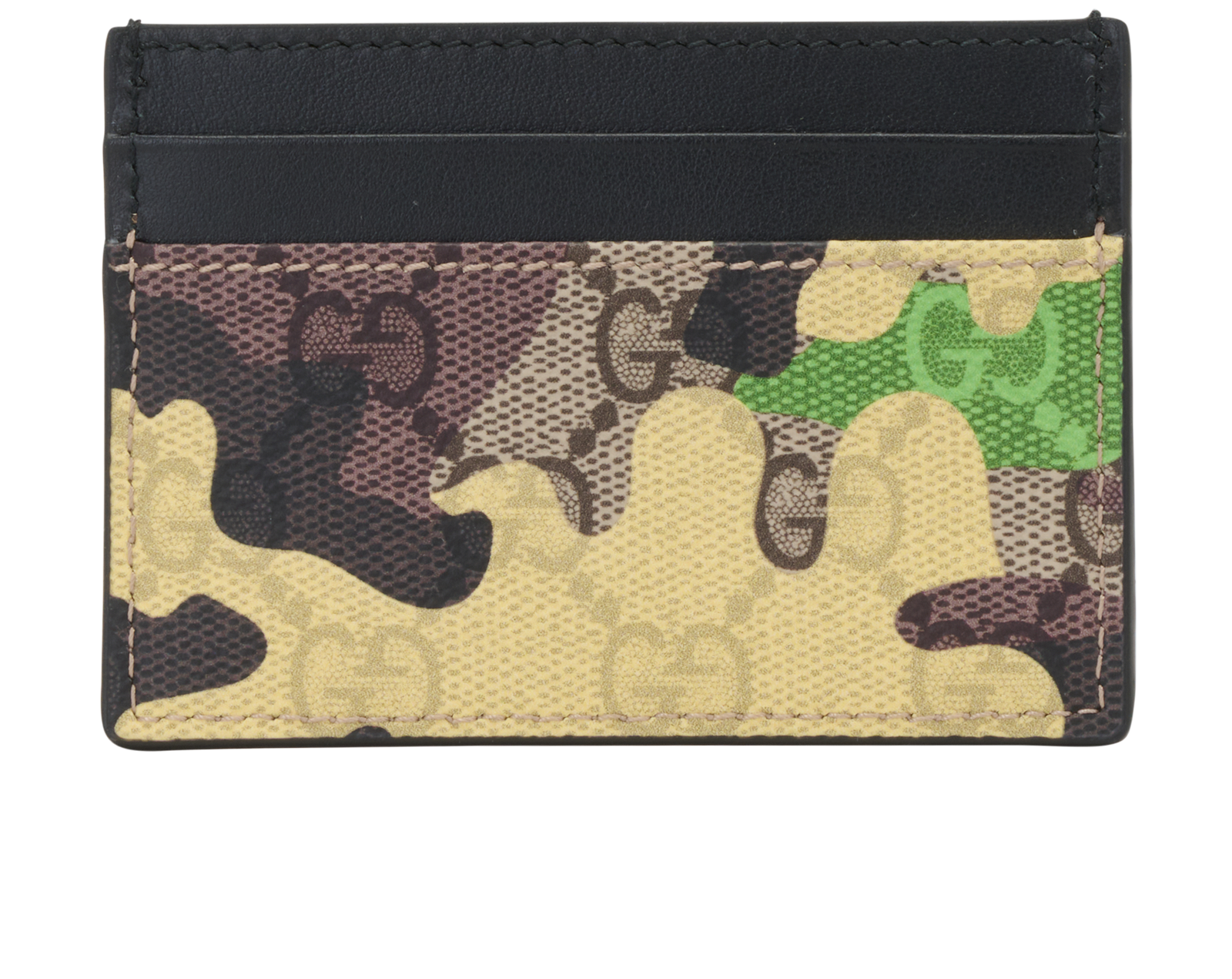 Gucci GG Camouflage Card Holder, &pound;120, Accessories, Beige/Brown/Green, Canvas/Coated Canvas, Back view
